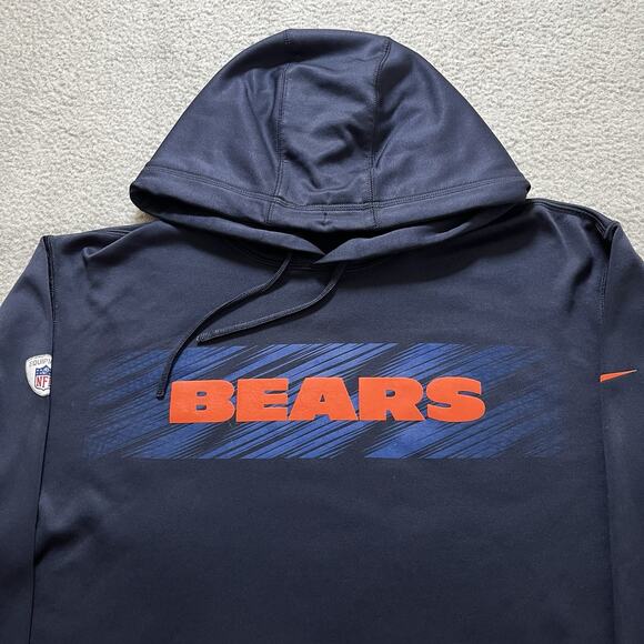 Chicago Bears Hoodie Mens Large Nike Pullover Sweatshirt NFL Football Therma Fit - Picture 4 of 13